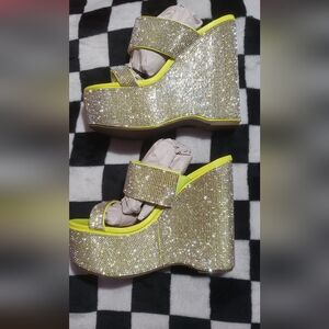 Glittering Women's Shoes with Neon Accents